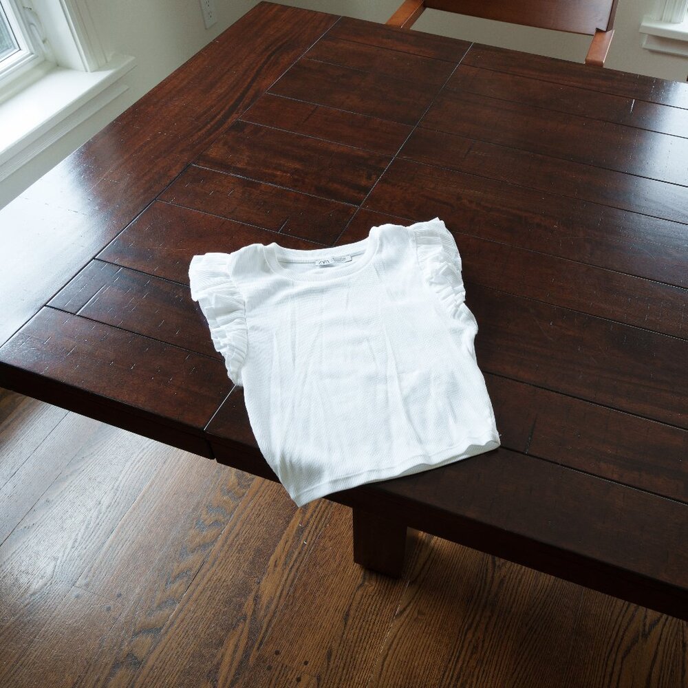 Zara white flutter top